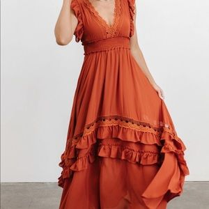NWT Baltic Born Jasmine Ruffle Maxi in Rust